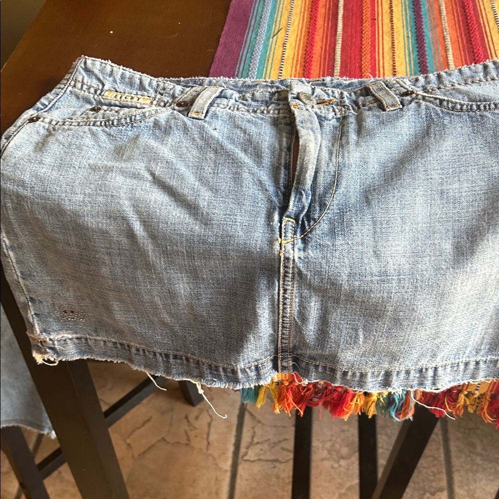 Lucky Brand Blue Denim with Multicolor Fringe